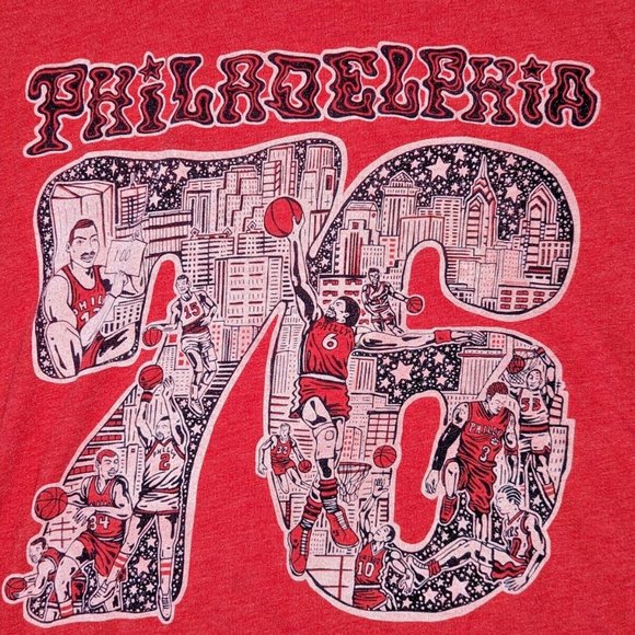 Philadelphia 76ers Paul Carpenter Art NBA Hoops Men's T-Shirt 2XL Used - Picture 1 of 4